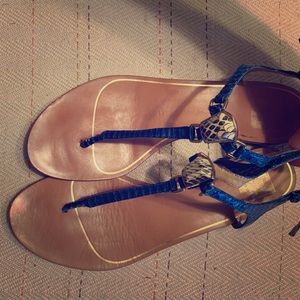 Dolce Vita Royal Blue sandals w/ black/white gem 9